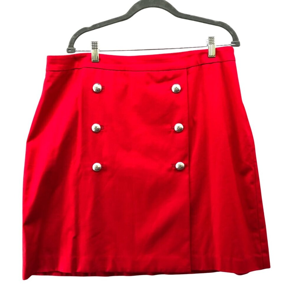 Talbots Straight Skirt Womens 16WP Red Double Button‎ Preppy Military Academia